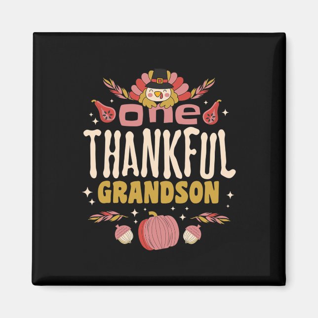 En tacksam morson, hösthösten, Thanksgiving Magnet (Framsidan)