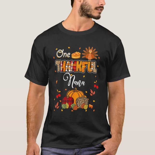 En tacksam Nana Fall Thanksgiving Höst T Shirt (Framsida)