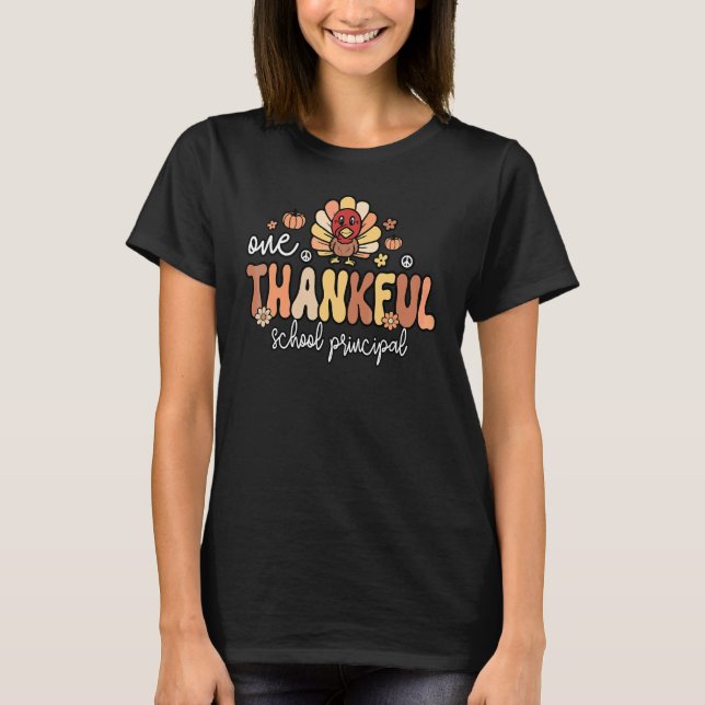 En tacksam rektor Groovy Thanksgiving T Shirt (Framsida)