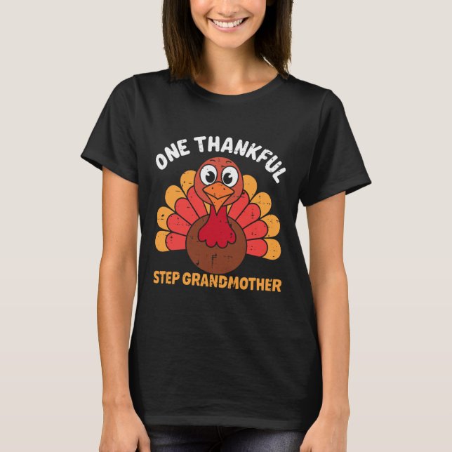 En tacksam styvmor kalkon Roligt thanksg T Shirt (Framsida)