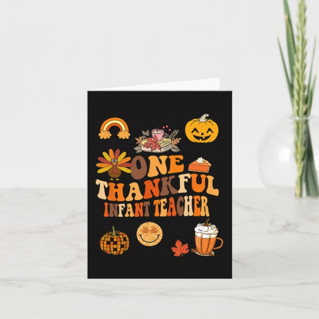 En tacksam Thanksgiving för lärare i spädbarn Retr Kort (Framsida)