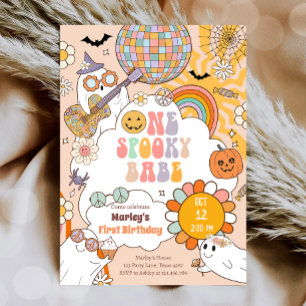 En talare Babe Retro Halloween första födelsedag Inbjudningar