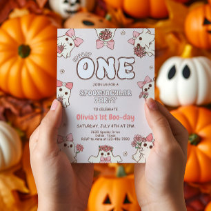 En talare Babe Retro Halloween första födelsedag Inbjudningar