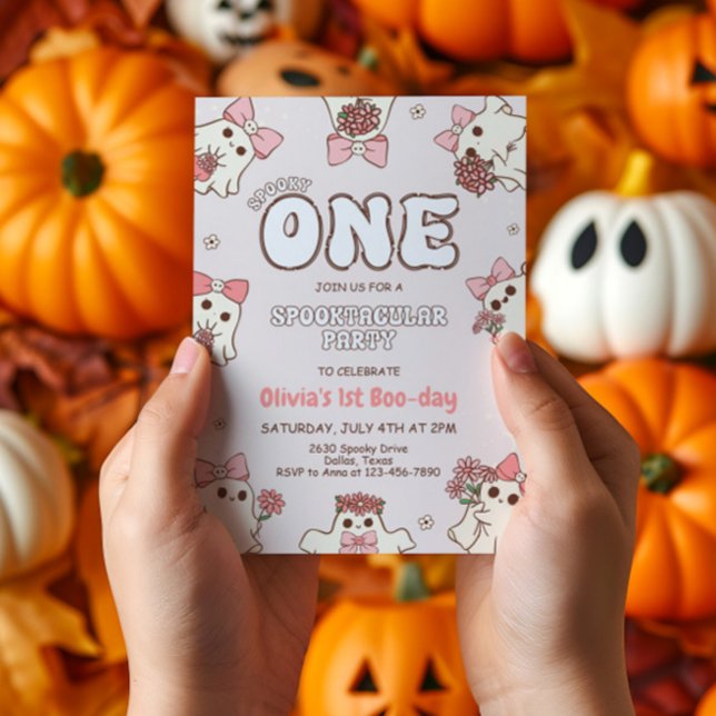En talare Babe Retro Halloween första födelsedag Inbjudningar (Skapare uppladdad)