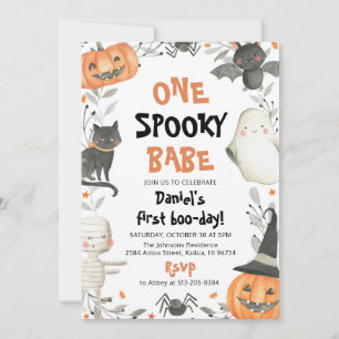 En talesman Babe Cute Halloween Ghost 1:a födelsed Inbjudningar