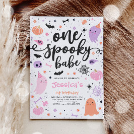 En talesman Babe Cute Halloween Ghost 1:a födelsed Inbjudningar