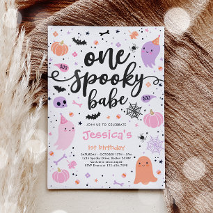 En talesman Babe Cute Halloween Ghost 1:a födelsed Inbjudningar