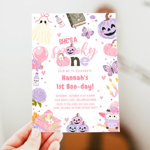 En talesman Babe Cute Halloween Ghost 1:a födelsed Inbjudningar