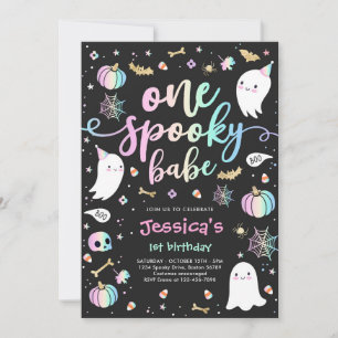 En talesman Babe Cute Halloween Ghost 1:a födelsed Inbjudningar
