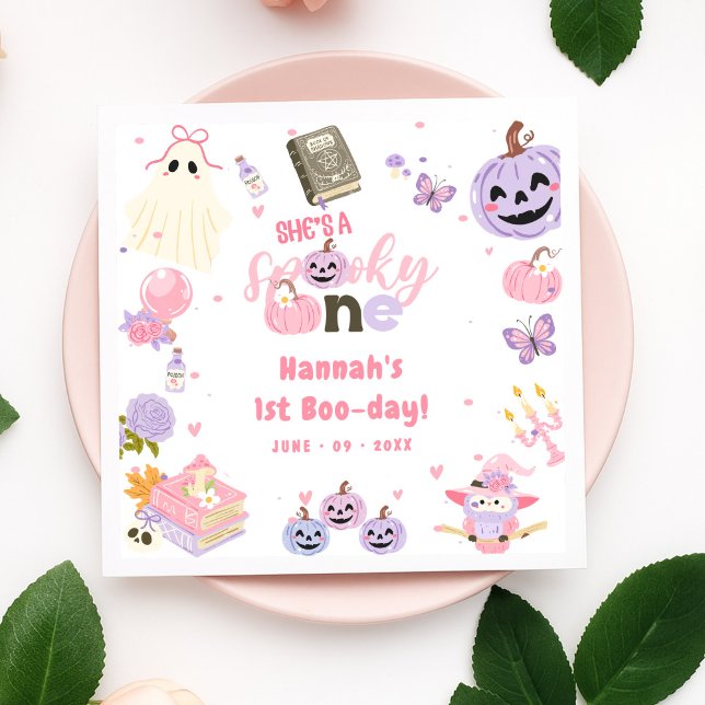 En talesman Babe Cute Halloween Ghost 1:a födelsed Pappersservett (Skapare uppladdad)