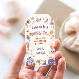 En talesman Babe Cute Halloween Ghost 1:a födelsed Presentetikett