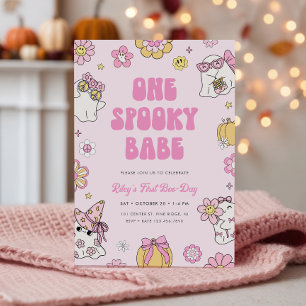 En talesman Babe Groovy Halloween 1:a födelsedag Inbjudningar