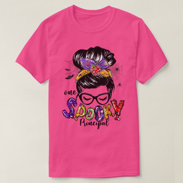 En talesman, rektor Messy Bun Happy halloween Gif T Shirt (Design framsida)