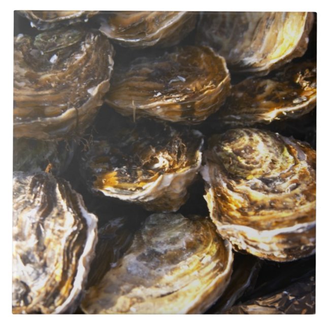 En tallrik ostron. kakelplatta (Framsidan)