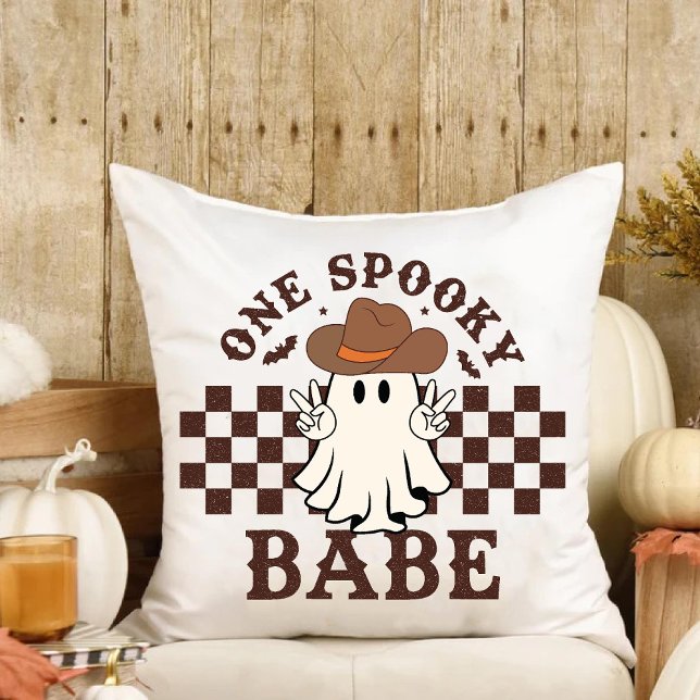 En taloky Babe Western Cowgirl Baby Birthday Kudde (One Spooky Babe Western Cowgirl Baby Birthday Throw Pillow)