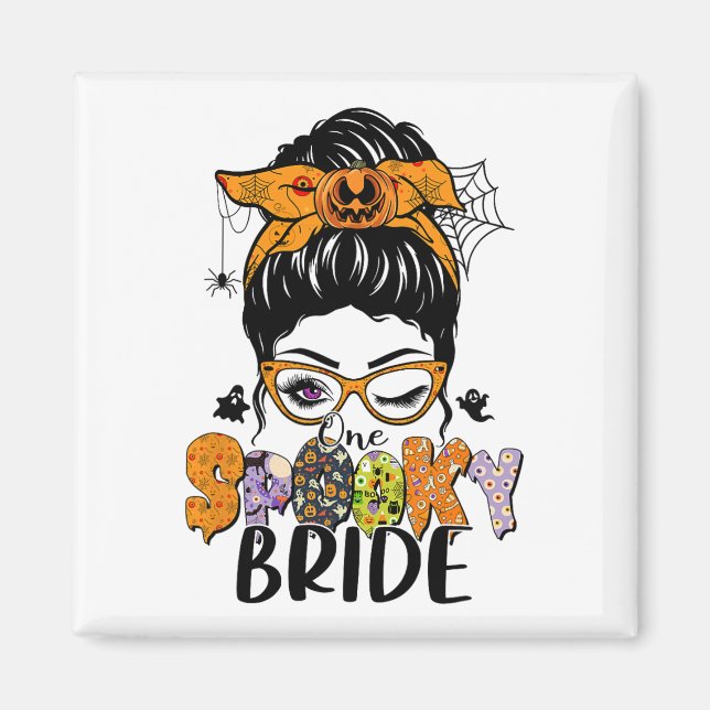 En taloky Bride Halloween Messy Bun Witchy Monste Magnet (Framsidan)