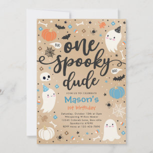 En taloky, Cute Halloween Ghost 1:a födelsedagen Inbjudningar