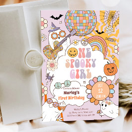 En taloky Girl Retro Halloween Första födelsedagen Inbjudningar