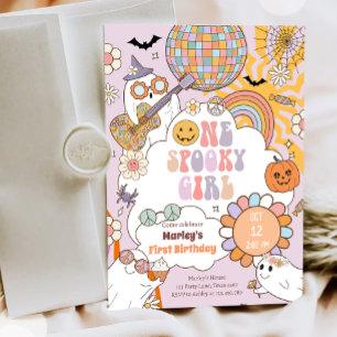 En taloky Girl Retro Halloween Första födelsedagen Inbjudningar