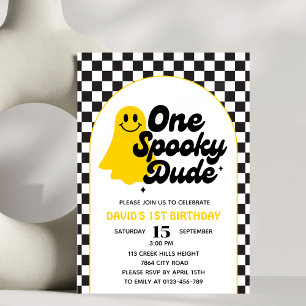 En taloky, Groovy Halloween, första födelsedag Inbjudningar