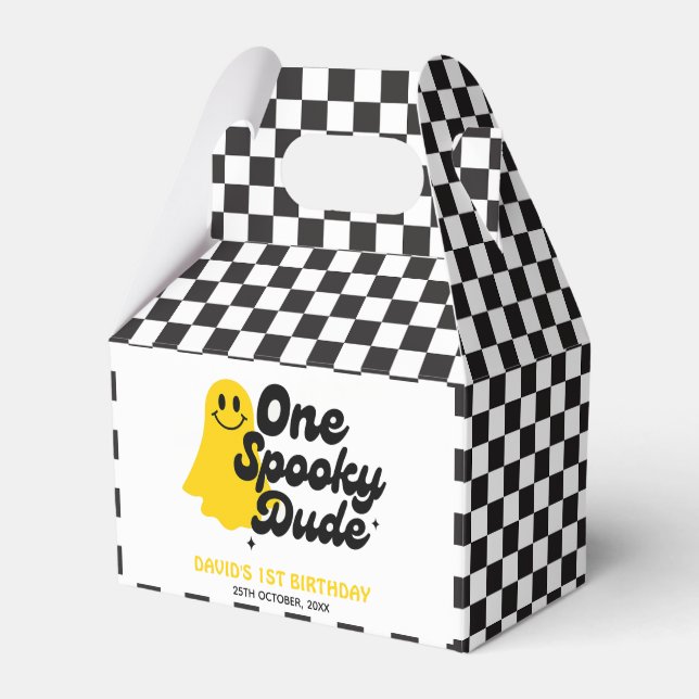 En taloky, Groovy Halloween, första födelsedag Presentaskar (Framsidan Sidan)