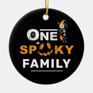 En taloky Halloween-matchande familjekostnad Julgransprydnad Keramik