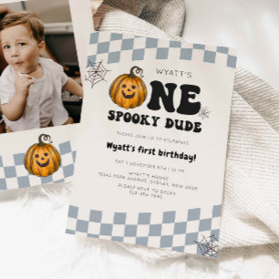 En taloky Pumpkin Hallowen 1:a födelsedagen Inbjudningar