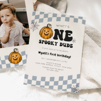 En taloky Pumpkin Hallowen 1:a födelsedagen Inbjudningar