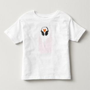En tanke bubblar med en hjärta och hörlurar t-shirt
