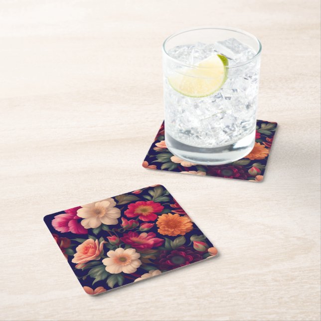 En tapet med blommigt mönster  underlägg papper kvadrat (Insitu)