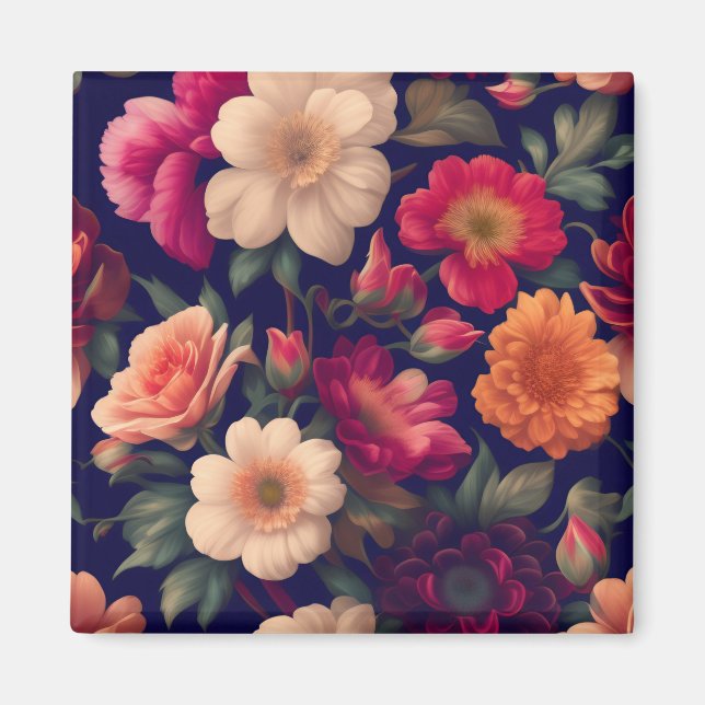 En tapet med ett blommigt mönster  magnet (Framsidan)