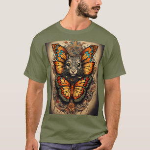 En tatuering av fjäril råtta kung som symboliserar t shirt