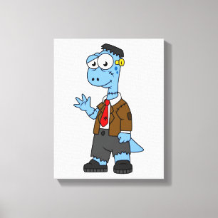 En Tecknad Brontosaur begravde sig som Frankenstei Canvastryck