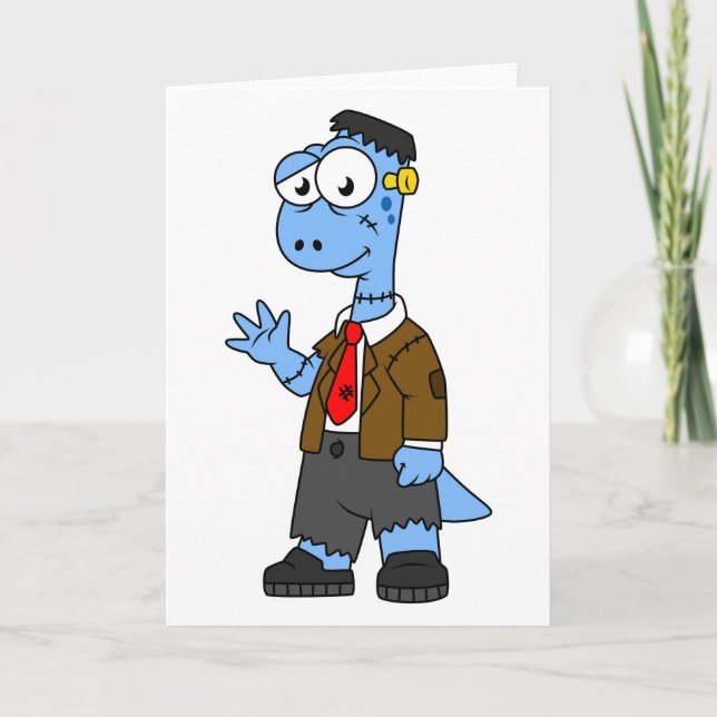 En Tecknad Brontosaur begravde sig som Frankenstei Kort (Framsida)