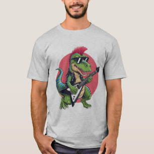 en tecknad dinosaurie som spelar en elektrisk gita t shirt