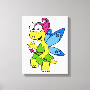 En Tecknad Fairysaur Dinosaur. Canvastryck