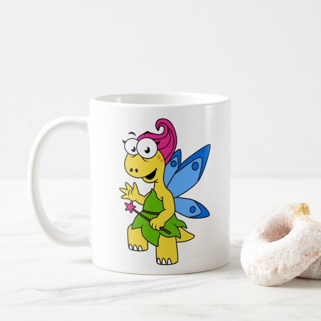 En Tecknad Fairysaur Dinosaur. Kaffemugg (Med munk)