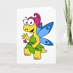En Tecknad Fairysaur Dinosaur. Kort