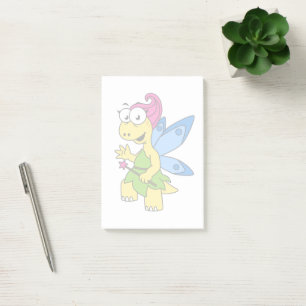En Tecknad Fairysaur Dinosaur. Post-it Block