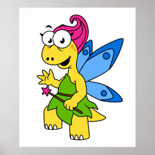 En Tecknad Fairysaur Dinosaur. Poster