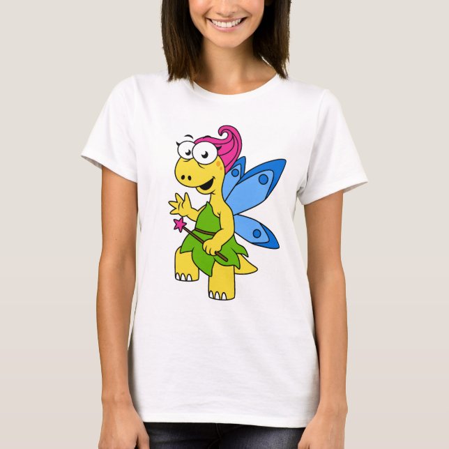 En Tecknad Fairysaur Dinosaur. T Shirt (Framsida)