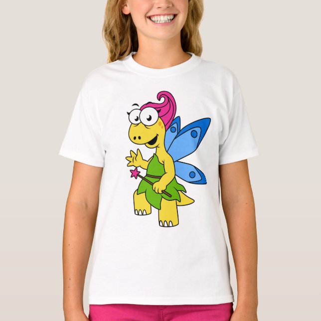 En Tecknad Fairysaur Dinosaur. T Shirt (Framsida)