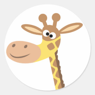 En tecknad giraff-rund dekal runt klistermärke