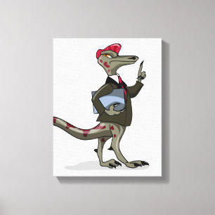 En Tecknad Iguanodon Clerk. Canvastryck