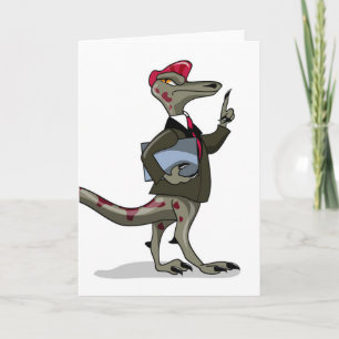 En Tecknad Iguanodon Clerk. Kort