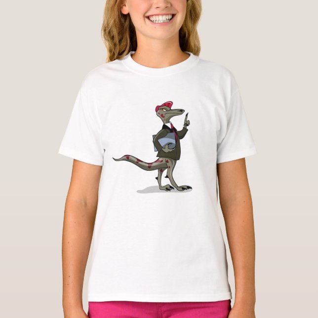 En Tecknad Iguanodon Clerk. T Shirt (Framsida)