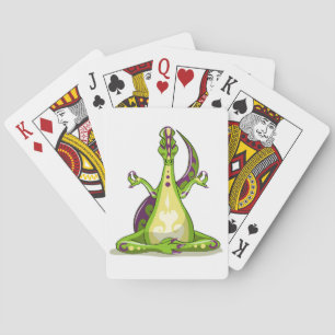 En Tecknad Iguanodon Dinosaur som gör Yoga. Casinokort