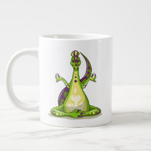 En Tecknad Iguanodon Dinosaur som gör Yoga. Jumbo Mugg