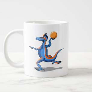 En Tecknad Iguanodon spelar basket. Jumbo Mugg