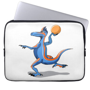 En Tecknad Iguanodon spelar basket. Laptop Fodral